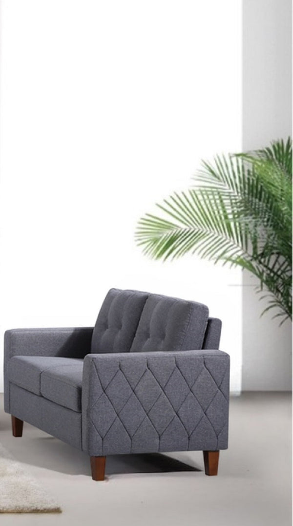 English Elm Button Tufted Polyester Loveseat with Piped Trim and Square Arms for Living Room Dark Grey B2735P527621