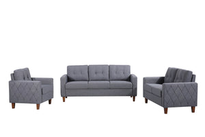 English Elm Button Tufted Polyester Loveseat with Piped Trim and Square Arms for Living Room Dark Grey B2735P527621
