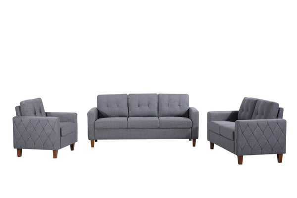 English Elm Button Tufted Polyester Loveseat with Piped Trim and Square Arms for Living Room Dark Grey B2735P527621