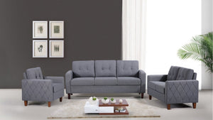 English Elm Button Tufted Polyester Loveseat with Piped Trim and Square Arms for Living Room Dark Grey B2735P527621