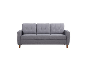 English Elm Piped Trim Tufted Polyester Accent Chair with Square Arms for Living Room Decor Dark Grey B2735P527622