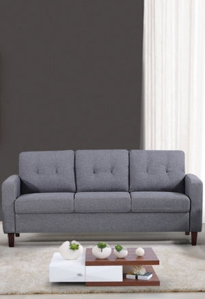English Elm Piped Trim Tufted Polyester Accent Chair with Square Arms for Living Room Decor Dark Grey B2735P527622