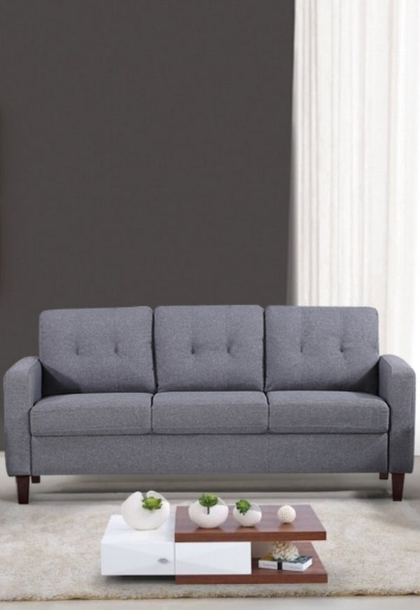 English Elm Piped Trim Tufted Polyester Accent Chair with Square Arms for Living Room Decor Dark Grey B2735P527622