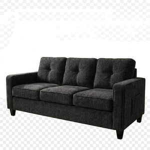 English Elm 77.2" Wide Chenille Three Seat Sofa with Square Arms and Removable Cushions for Living Room Black B2735P535747