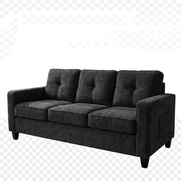 English Elm 77.2" Wide Chenille Three Seat Sofa with Square Arms and Removable Cushions for Living Room Black B2735P535747
