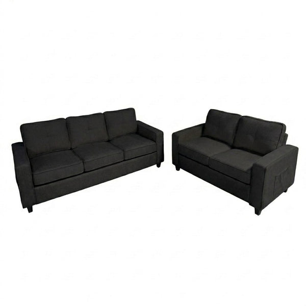 English Elm 77.2" Wide Chenille Three Seat Sofa with Square Arms and Removable Cushions for Living Room Black B2735P535747