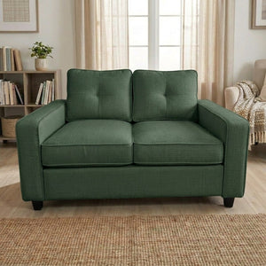 English Elm 54.3" Chenille Loveseat Soft Cloud Texture Square Arm Compact Sofa for Studio Apartments Dark Green B2735P535766