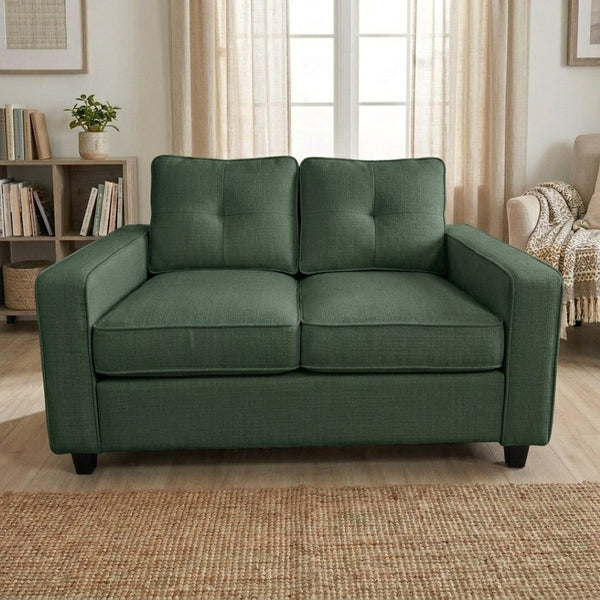 English Elm 54.3" Chenille Loveseat Soft Cloud Texture Square Arm Compact Sofa for Studio Apartments Dark Green B2735P535766