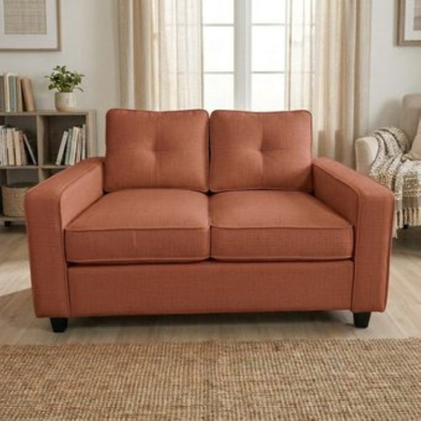 English Elm 54.3" Chenille Loveseat Soft Cloud Texture Square Arm Compact Sofa for Studio Apartments Terracotta B2735P535828