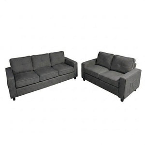 English Elm 77.2" Wide Chenille Three Seat Sofa with Square Arms and Removable Cushions for Living Room Gray B2735P535833