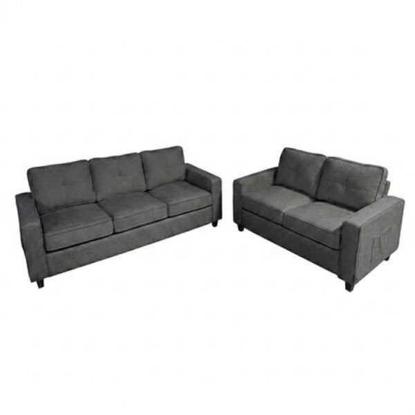 English Elm 77.2" Wide Chenille Three Seat Sofa with Square Arms and Removable Cushions for Living Room Gray B2735P535833