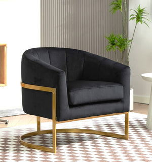 English Elm Luxury Velvet Accent Chair Sculptural Segmented Back Ergonomic Upholstered Seat Black B2735P539718