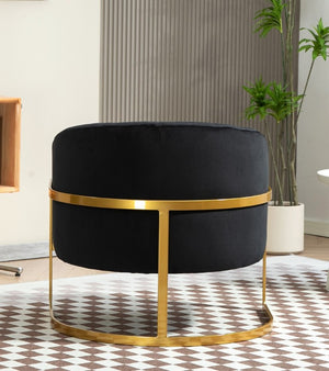 English Elm Luxury Velvet Accent Chair Sculptural Segmented Back Ergonomic Upholstered Seat Black B2735P539718