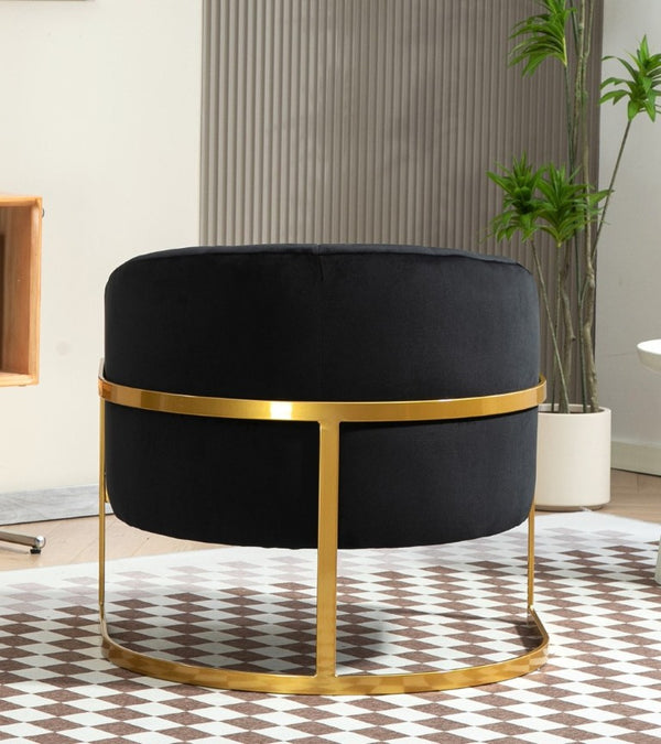 English Elm Luxury Velvet Accent Chair Sculptural Segmented Back Ergonomic Upholstered Seat Black B2735P539718