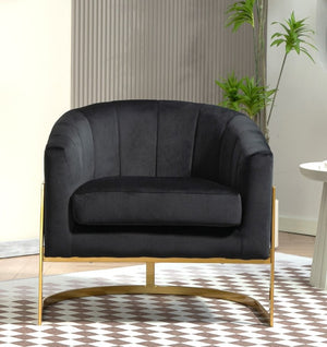 English Elm Luxury Velvet Accent Chair Sculptural Segmented Back Ergonomic Upholstered Seat Black B2735P539718