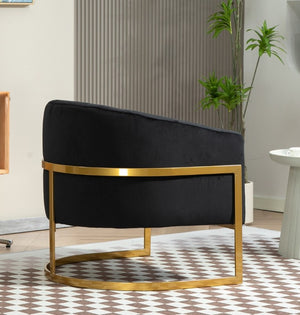 English Elm Luxury Velvet Accent Chair Sculptural Segmented Back Ergonomic Upholstered Seat Black B2735P539718