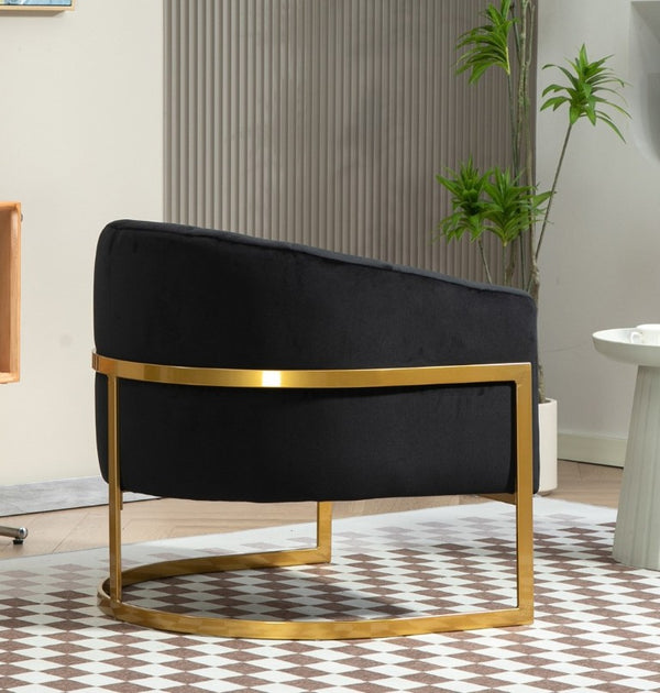 English Elm Luxury Velvet Accent Chair Sculptural Segmented Back Ergonomic Upholstered Seat Black B2735P539718