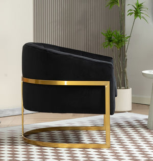 English Elm Luxury Velvet Accent Chair Sculptural Segmented Back Ergonomic Upholstered Seat Black B2735P539718