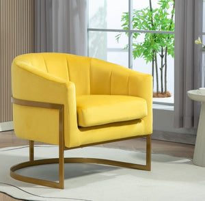 English Elm Luxury Velvet Accent Chair Sculptural Segmented Back Ergonomic Upholstered Seat Yellow B2735P539719