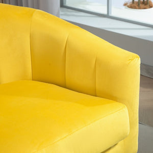 English Elm Luxury Velvet Accent Chair Sculptural Segmented Back Ergonomic Upholstered Seat Yellow B2735P539719