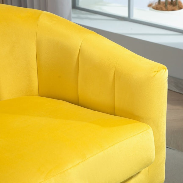 English Elm Luxury Velvet Accent Chair Sculptural Segmented Back Ergonomic Upholstered Seat Yellow B2735P539719