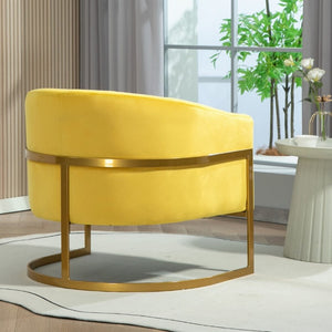 English Elm Luxury Velvet Accent Chair Sculptural Segmented Back Ergonomic Upholstered Seat Yellow B2735P539719