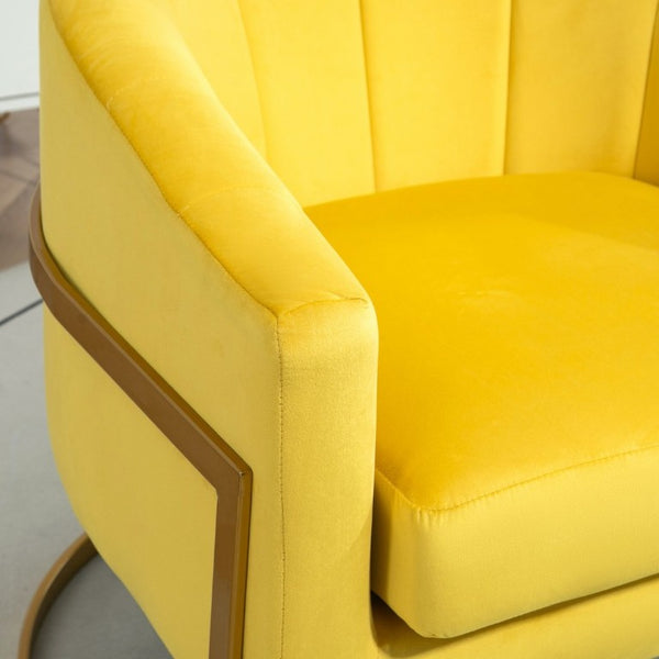 English Elm Luxury Velvet Accent Chair Sculptural Segmented Back Ergonomic Upholstered Seat Yellow B2735P539719