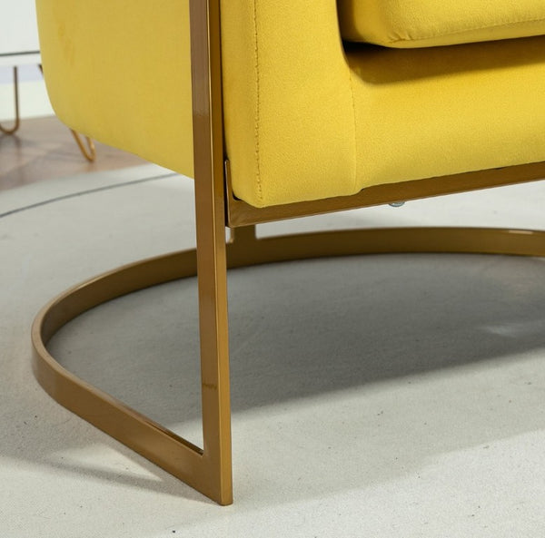 English Elm Luxury Velvet Accent Chair Sculptural Segmented Back Ergonomic Upholstered Seat Yellow B2735P539719