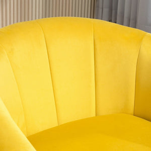 English Elm Luxury Velvet Accent Chair Sculptural Segmented Back Ergonomic Upholstered Seat Yellow B2735P539719