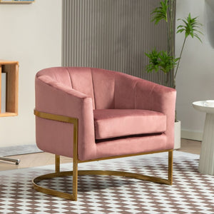 English Elm Luxury Velvet Accent Chair Sculptural Segmented Back Ergonomic Upholstered Seat Rose B2735P539720