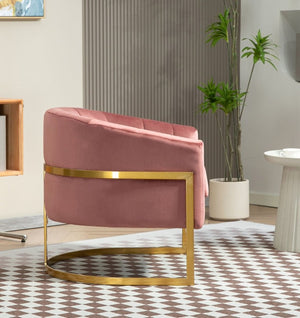 English Elm Luxury Velvet Accent Chair Sculptural Segmented Back Ergonomic Upholstered Seat Rose B2735P539720