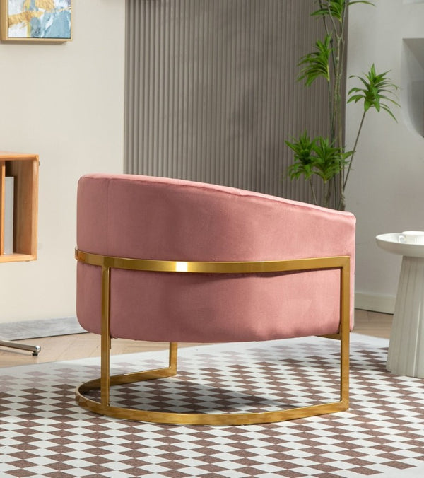 English Elm Luxury Velvet Accent Chair Sculptural Segmented Back Ergonomic Upholstered Seat Rose B2735P539720