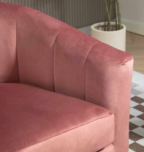 English Elm Luxury Velvet Accent Chair Sculptural Segmented Back Ergonomic Upholstered Seat Rose B2735P539720