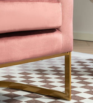 English Elm Luxury Velvet Accent Chair Sculptural Segmented Back Ergonomic Upholstered Seat Rose B2735P539720