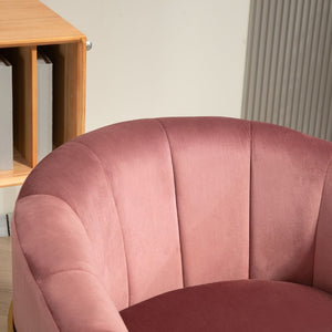English Elm Luxury Velvet Accent Chair Sculptural Segmented Back Ergonomic Upholstered Seat Rose B2735P539720