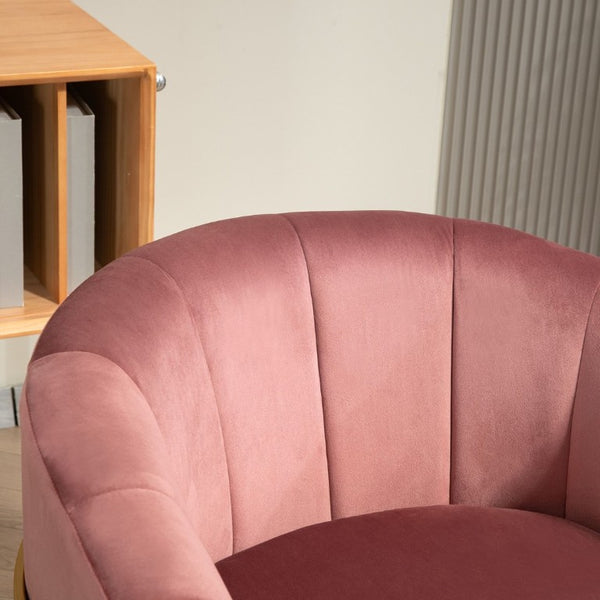 English Elm Luxury Velvet Accent Chair Sculptural Segmented Back Ergonomic Upholstered Seat Rose B2735P539720
