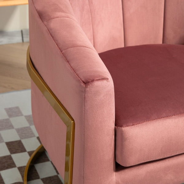 English Elm Luxury Velvet Accent Chair Sculptural Segmented Back Ergonomic Upholstered Seat Rose B2735P539720