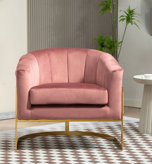 English Elm Luxury Velvet Accent Chair Sculptural Segmented Back Ergonomic Upholstered Seat Rose B2735P539720
