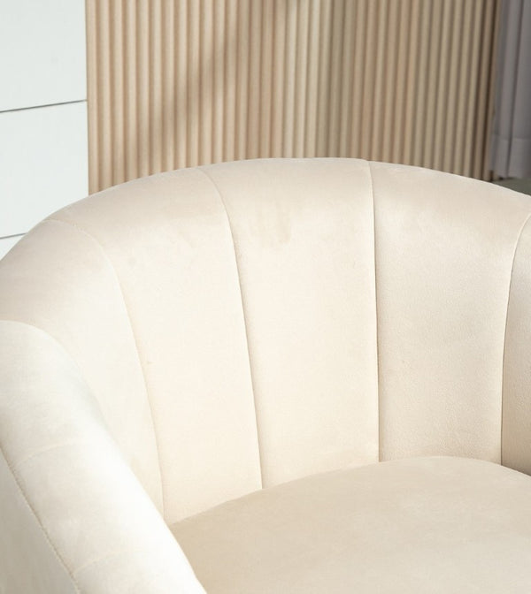 English Elm Luxury Velvet Accent Chair Sculptural Segmented Back Ergonomic Upholstered Seat Beige B2735P539721