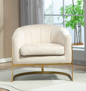 English Elm Luxury Velvet Accent Chair Sculptural Segmented Back Ergonomic Upholstered Seat Beige B2735P539721