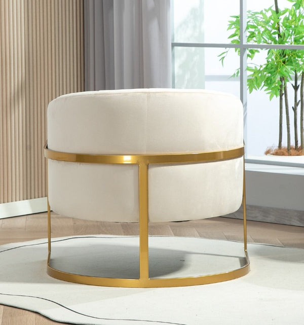 English Elm Luxury Velvet Accent Chair Sculptural Segmented Back Ergonomic Upholstered Seat Beige B2735P539721