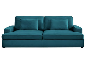 English Elm Convertible Velvet Loveseat Sleeper with Coil Spring Support for Apartment Living Rooms Teal Blue B2735P539722