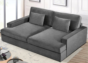 English Elm Convertible Velvet Loveseat Sleeper with Coil Spring Support for Apartment Living Rooms Gray B2735P539723