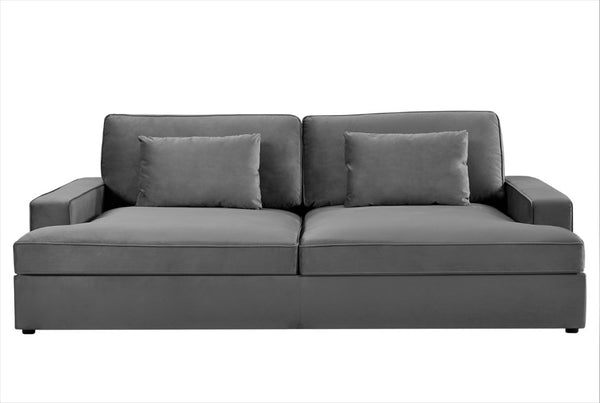 English Elm Convertible Velvet Loveseat Sleeper with Coil Spring Support for Apartment Living Rooms Gray B2735P539723
