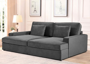 English Elm Convertible Velvet Loveseat Sleeper with Coil Spring Support for Apartment Living Rooms Gray B2735P539723