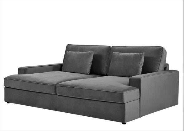 English Elm Convertible Velvet Loveseat Sleeper with Coil Spring Support for Apartment Living Rooms Gray B2735P539723