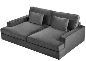 English Elm Convertible Velvet Loveseat Sleeper with Coil Spring Support for Apartment Living Rooms Gray B2735P539723