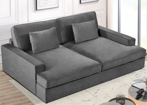 English Elm Convertible Velvet Loveseat Sleeper with Coil Spring Support for Apartment Living Rooms Gray B2735P539723