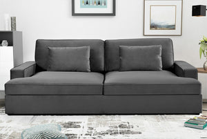 English Elm Convertible Velvet Loveseat Sleeper with Coil Spring Support for Apartment Living Rooms Gray B2735P539723