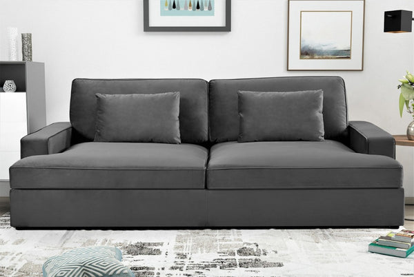 English Elm Convertible Velvet Loveseat Sleeper with Coil Spring Support for Apartment Living Rooms Gray B2735P539723